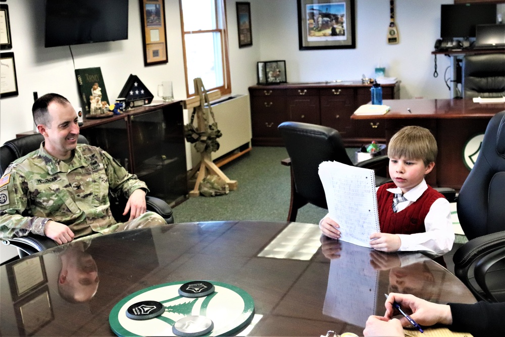 ‘Hero’ interview: 6-year-old confers with Fort McCoy Garrison commander for social studies project