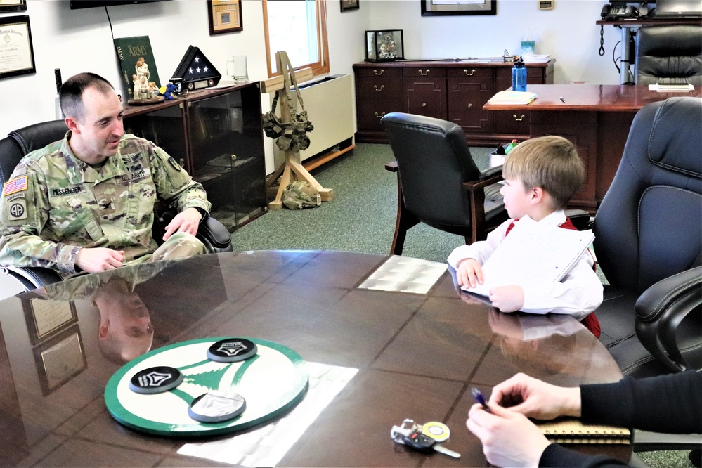 ‘Hero’ interview: 6-year-old confers with Fort McCoy Garrison commander for social studies project