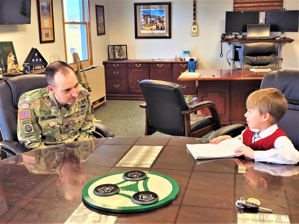 ‘Hero’ interview: 6-year-old confers with Fort McCoy Garrison commander for social studies project