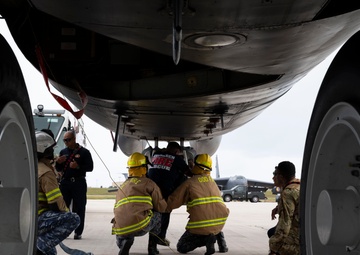 Firefighters conduct trilateral B-52 training during Cope North 24