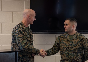 U.S. Marine Corps Lt. Gen. James Glynn visits Wounded Warrior Battalion East