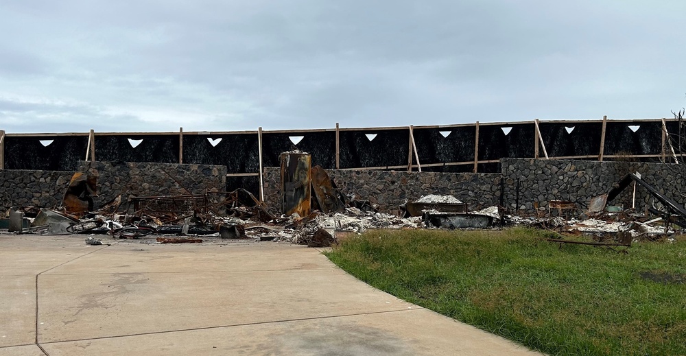 Before and after debris removal in Lahaina, Hawaii
