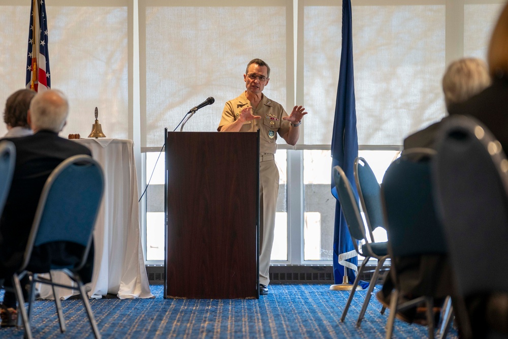 Vice Adm. Doug G. Perry speaks to members of the Norfolk Rotary Club