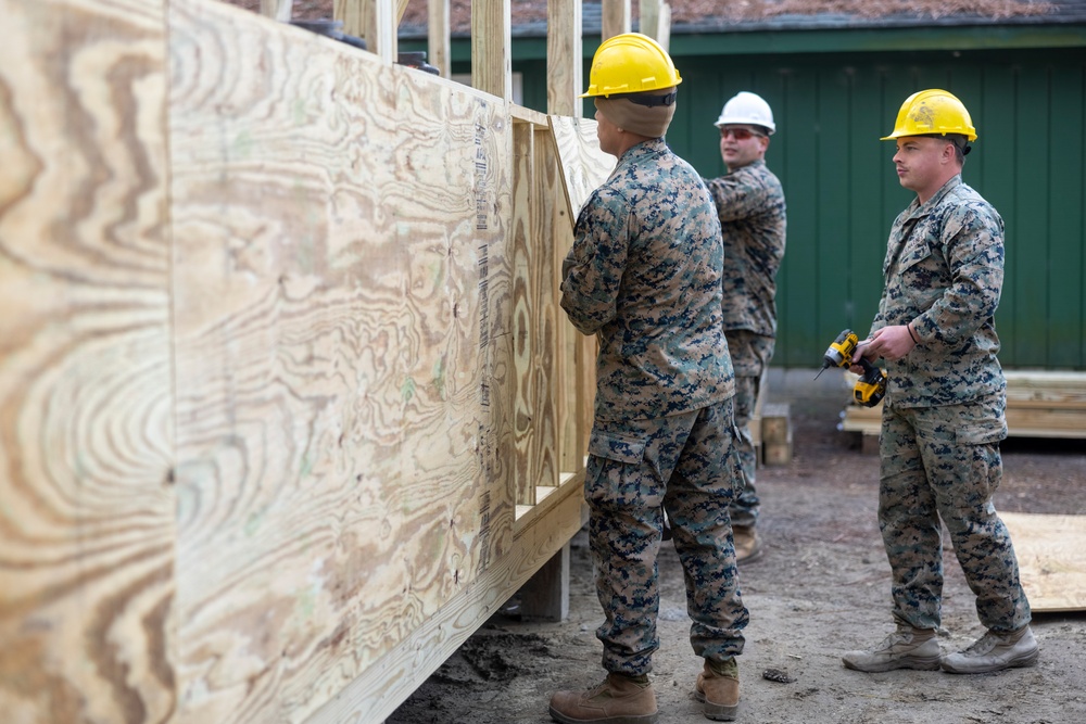 U.S. Marines and U.S. Navy Seabees Construct Shelters During Winter Pioneer 2024
