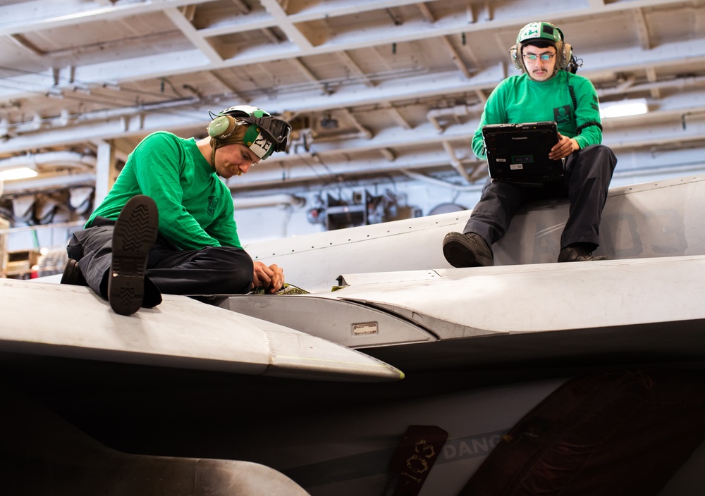 VFA-103 Sailors maintaining aircraft