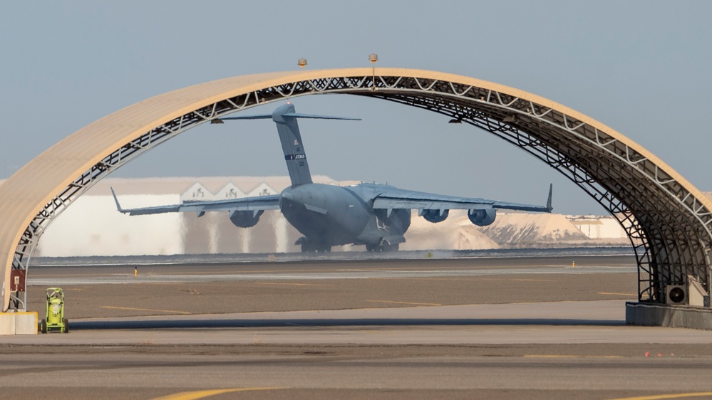 C-17 aircraft takes off in USCENTCOM AOR