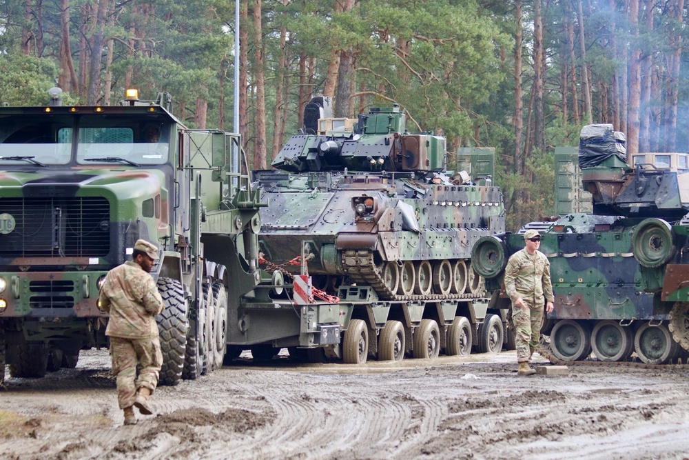 Logistician Soldiers move the Marne Division across Europe