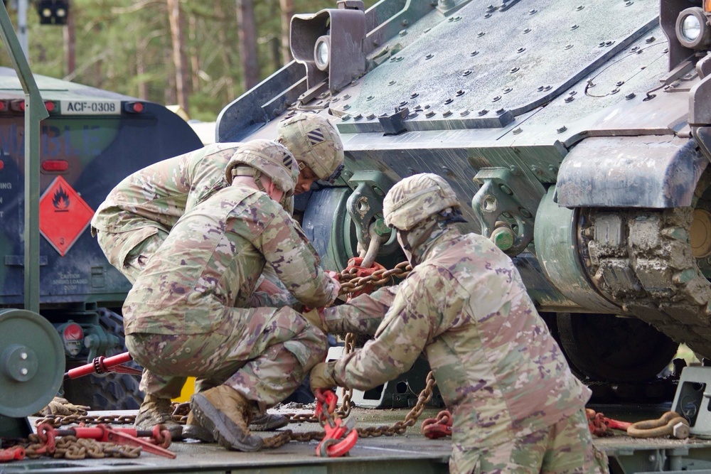 Logistician Soldiers move the Marne Division across Europe