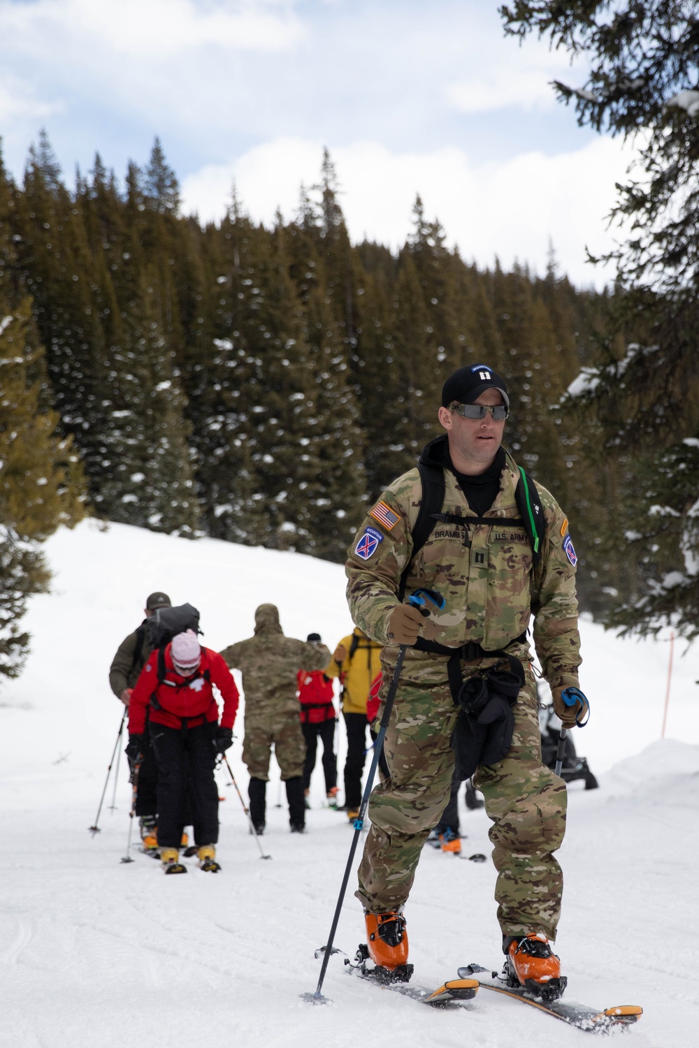 Soldiers with the 10th Mountain Division and Members of the National Ski Patrol Participate in the Hale to Vail Traverse