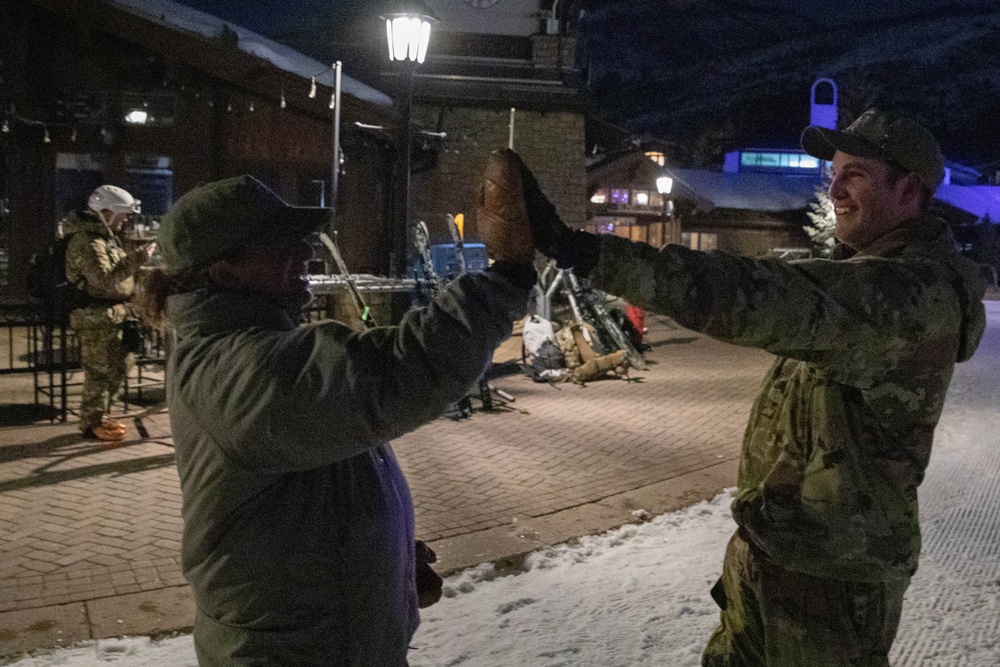 Soldiers with the 10th Mountain Division and Members of the National Ski Patrol Participate in the Hale to Vail Traverse