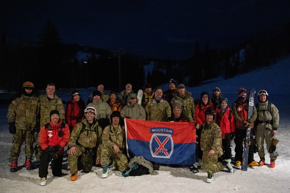 Soldiers with the 10th Mountain Division and Members of the National Ski Patrol Participate in the Hale to Vail Traverse