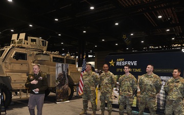 Army Reserve Soldiers take the oath at 2024 Chicago Auto Show
