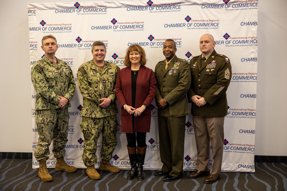 Col. Michael L. Brooks, Marine Corps Base Quantico commander, speaks at the Fredericksburg Regional Chamber of Commerce