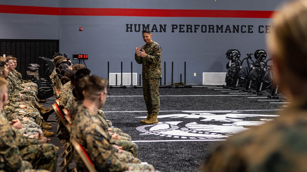 Sgt. Maj. Ruiz Visits the 2nd Marine Logistics Group Human Performance Center