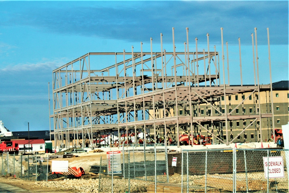 Fort McCoy’s third barracks project taking shape into late February; steel framework continues