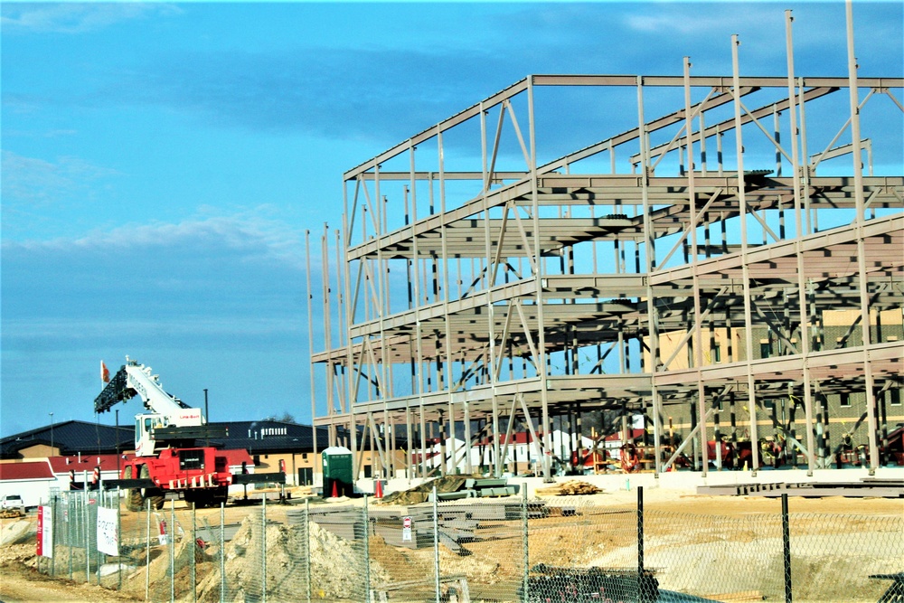 Fort McCoy’s third barracks project taking shape into late February; steel framework continues
