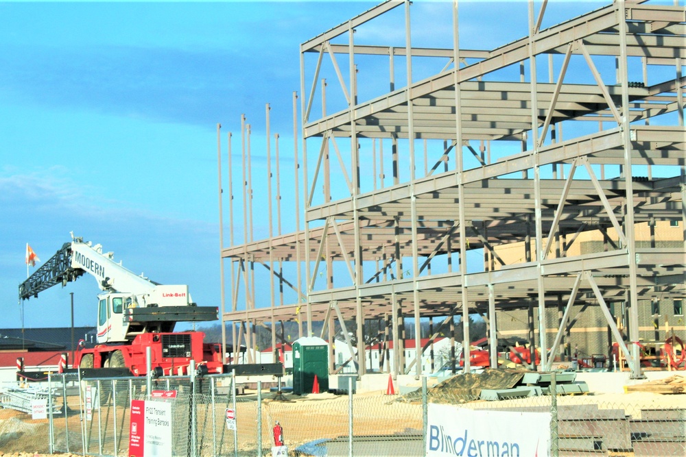 Fort McCoy’s third barracks project taking shape into late February; steel framework continues