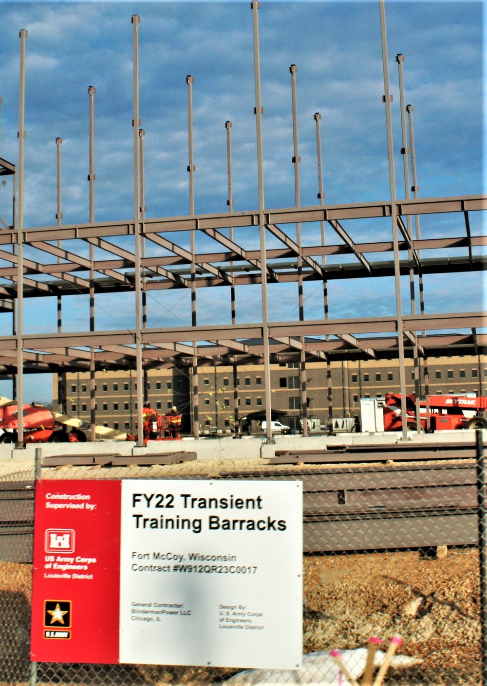 Fort McCoy’s third barracks project taking shape into late February; steel framework continues