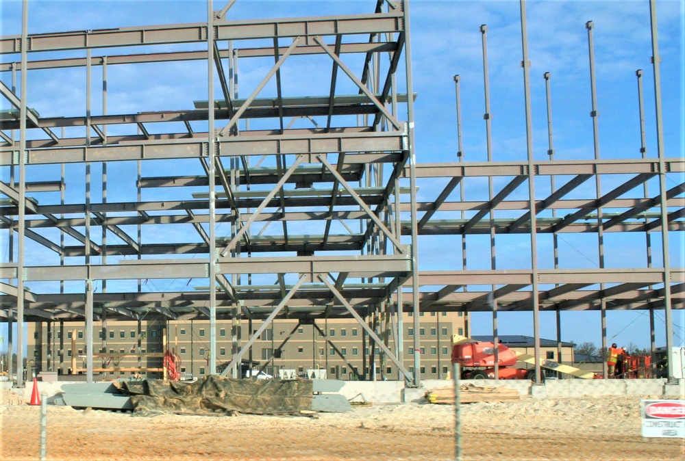 Fort McCoy’s third barracks project taking shape into late February; steel framework continues