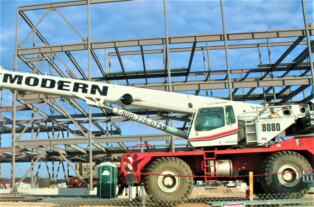 Fort McCoy’s third barracks project taking shape into late February; steel framework continues