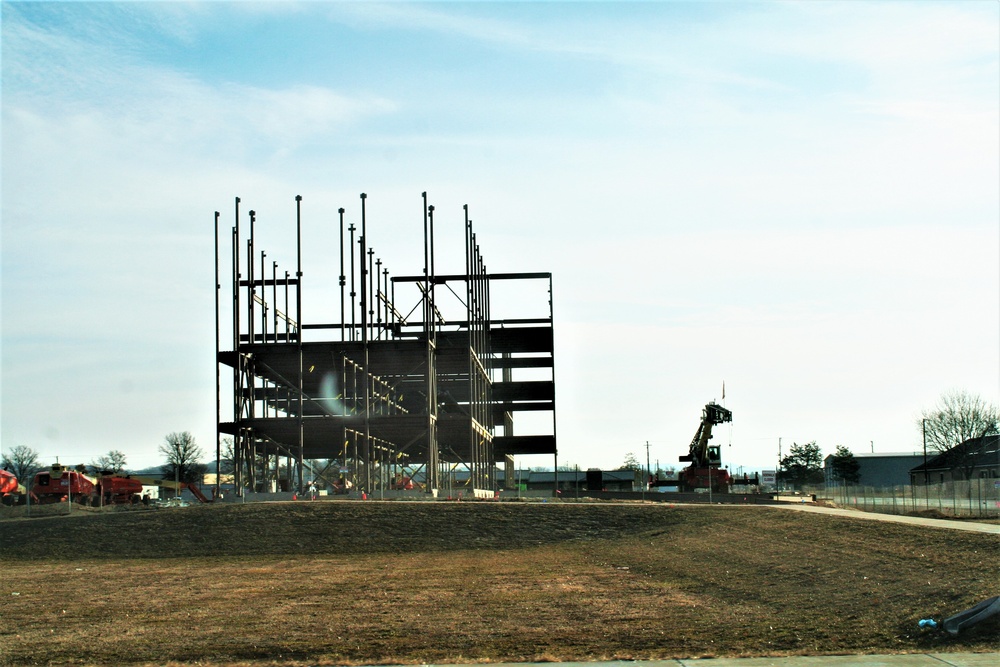 Fort McCoy’s third barracks project taking shape into late February; steel framework continues