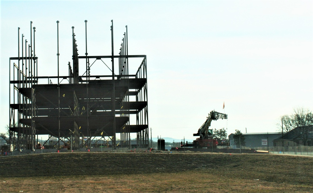 Fort McCoy’s third barracks project taking shape into late February; steel framework continues