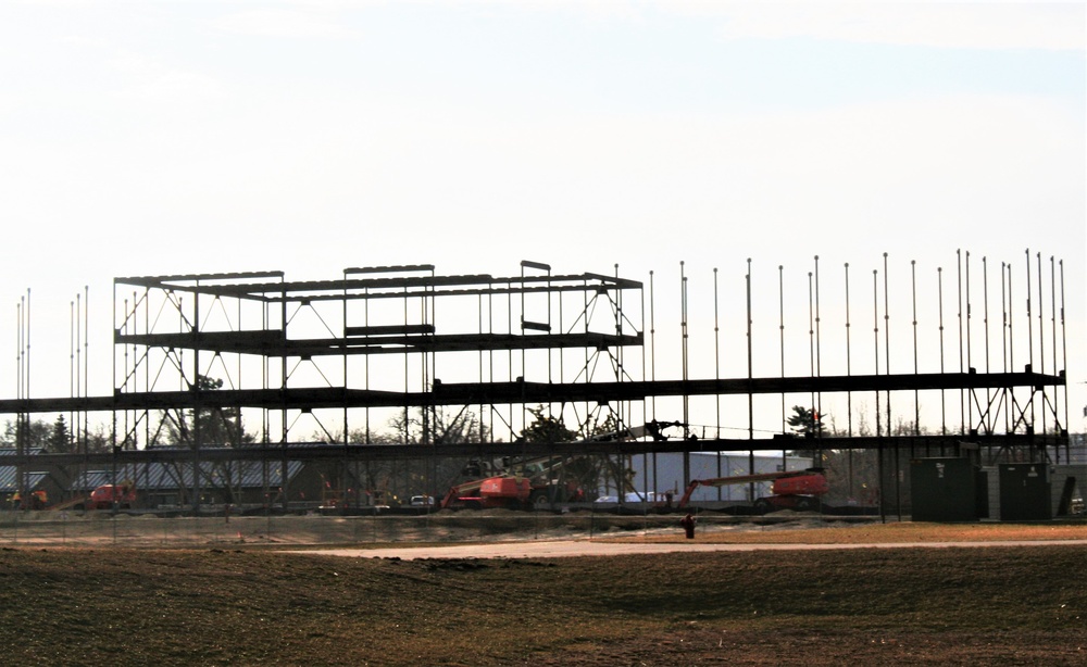 Fort McCoy’s third barracks project taking shape into late February; steel framework continues