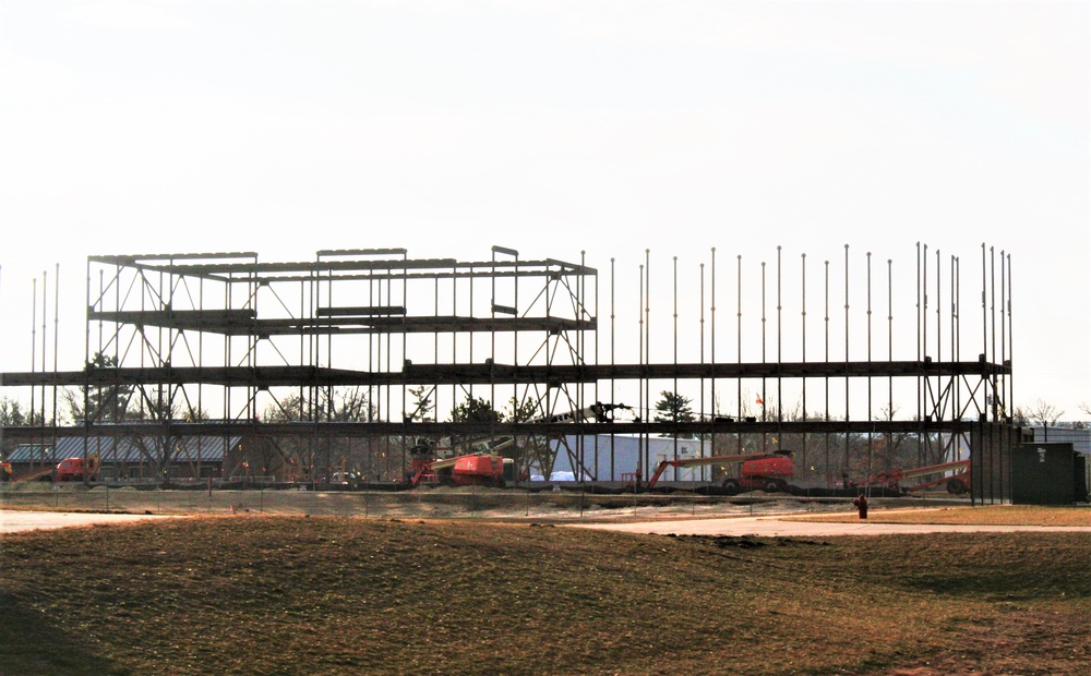 Fort McCoy’s third barracks project taking shape into late February; steel framework continues