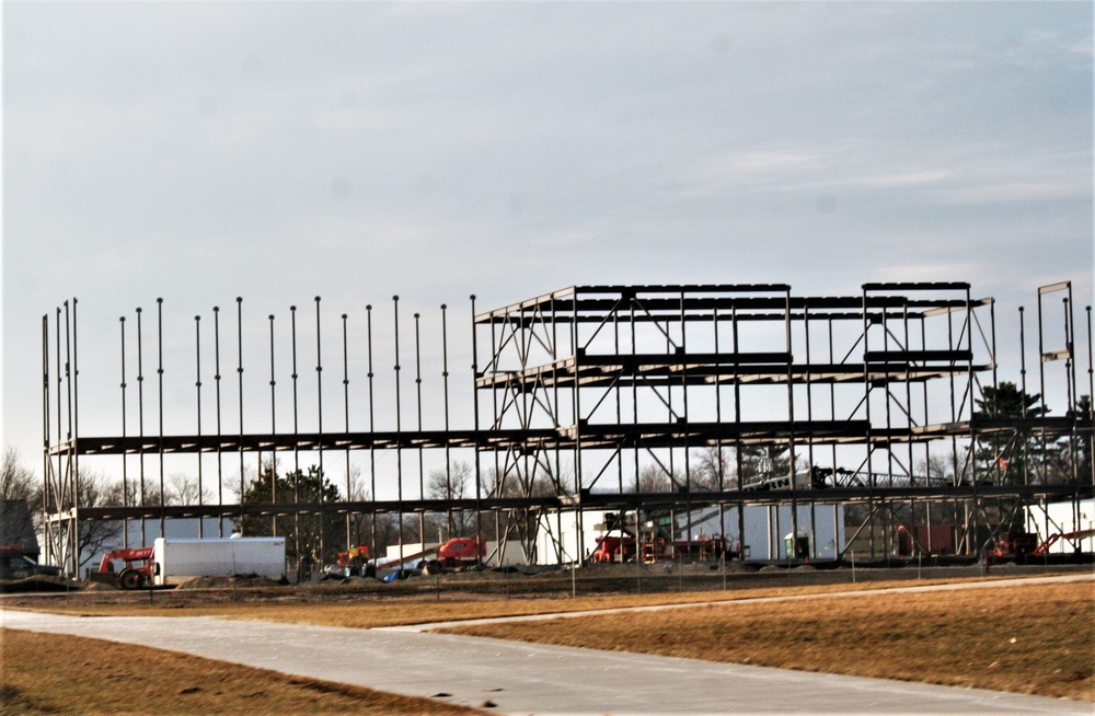 Fort McCoy’s third barracks project taking shape into late February; steel framework continues