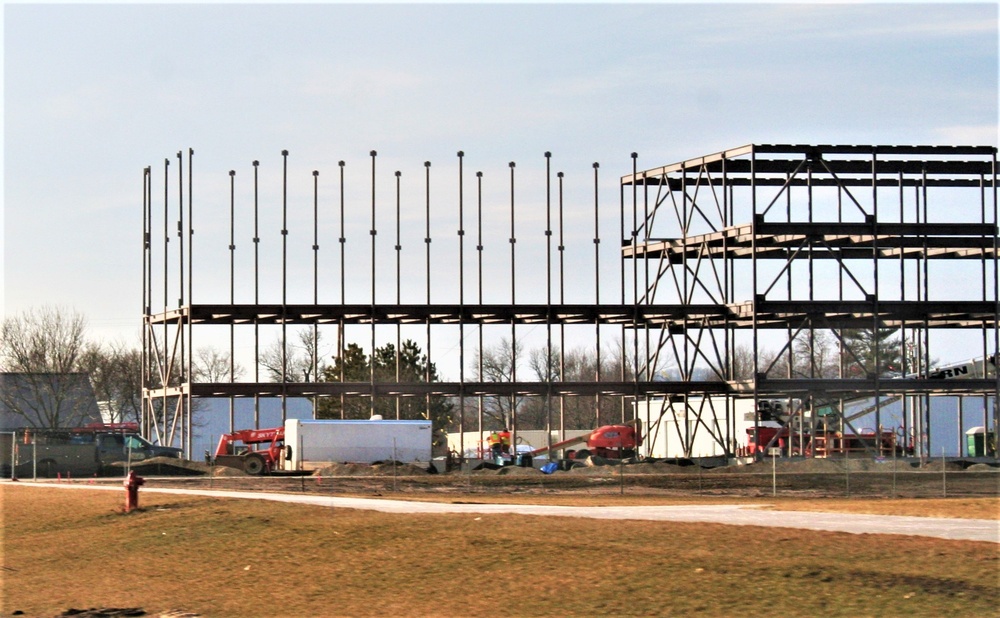 Fort McCoy’s third barracks project taking shape into late February; steel framework continues