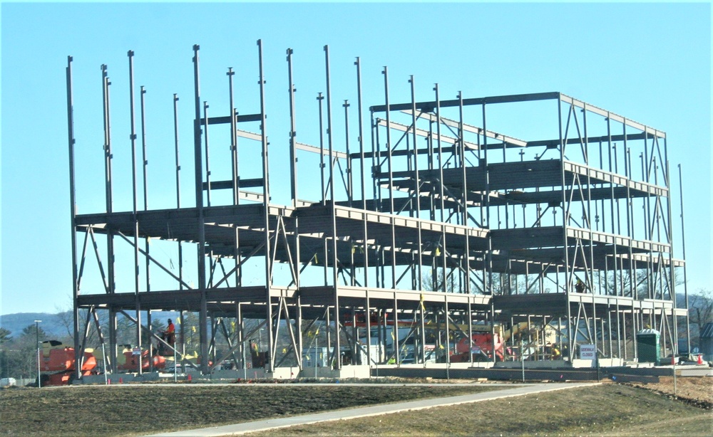 Fort McCoy’s third barracks project taking shape into late February; steel framework continues