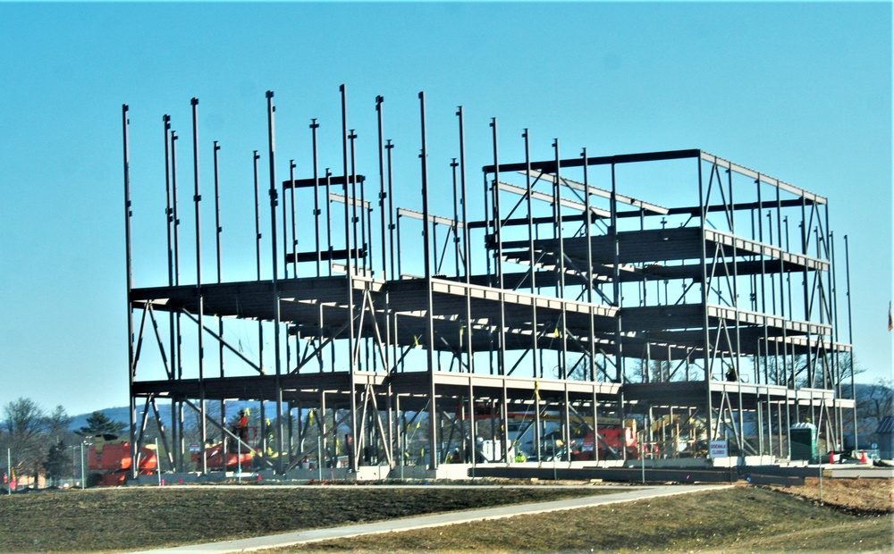 Fort McCoy’s third barracks project taking shape into late February; steel framework continues