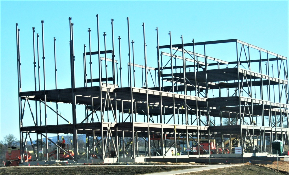 Fort McCoy’s third barracks project taking shape into late February; steel framework continues