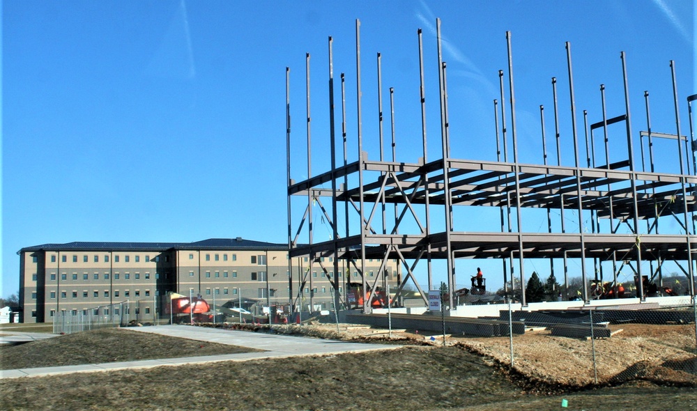 Fort McCoy’s third barracks project taking shape into late February; steel framework continues
