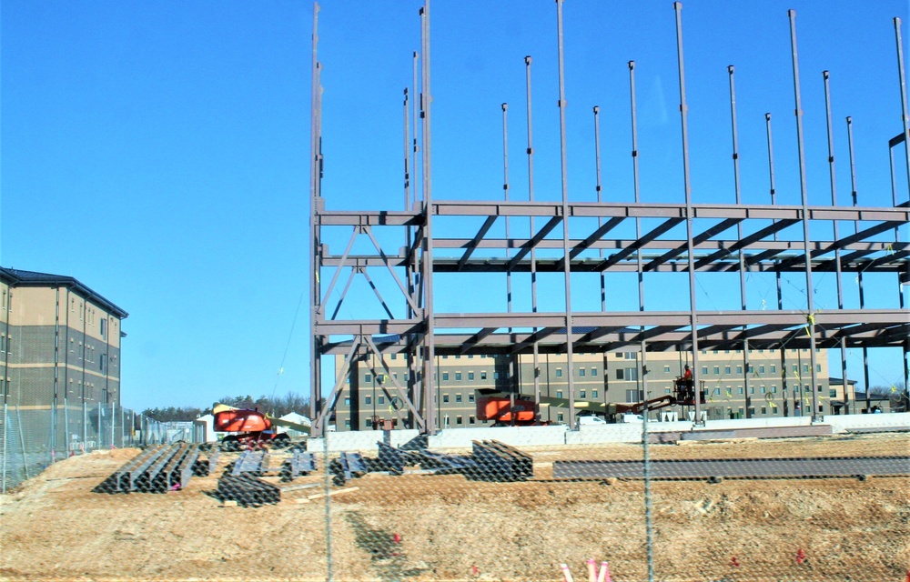 Fort McCoy’s third barracks project taking shape into late February; steel framework continues