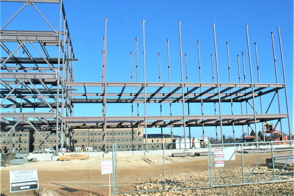 Fort McCoy’s third barracks project taking shape into late February; steel framework continues