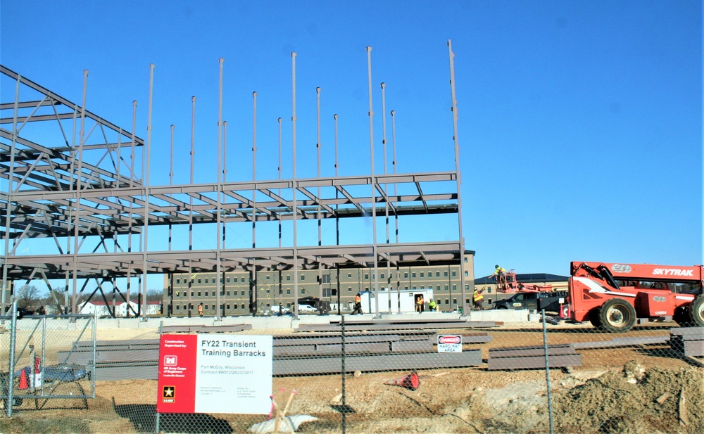 Fort McCoy’s third barracks project taking shape into late February; steel framework continues