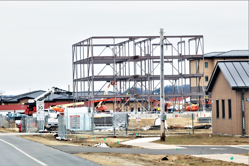 Fort McCoy’s third barracks project taking shape into late February; steel framework continues