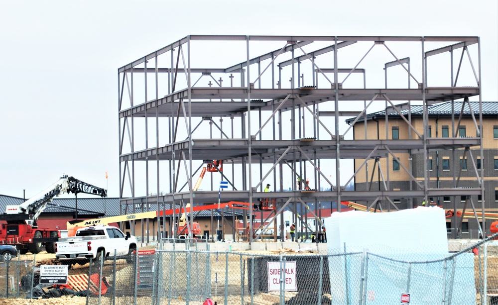 Fort McCoy’s third barracks project taking shape into late February; steel framework continues