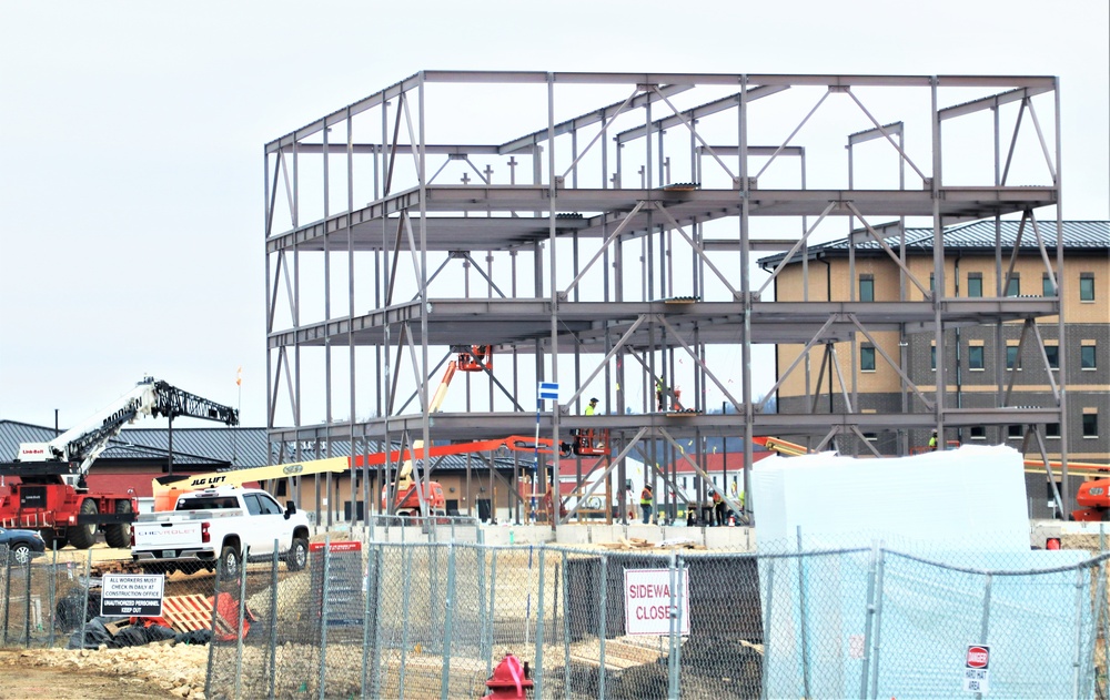 Fort McCoy’s third barracks project taking shape into late February; steel framework continues