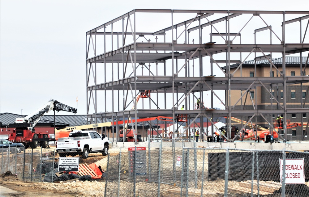 Fort McCoy’s third barracks project taking shape into late February; steel framework continues