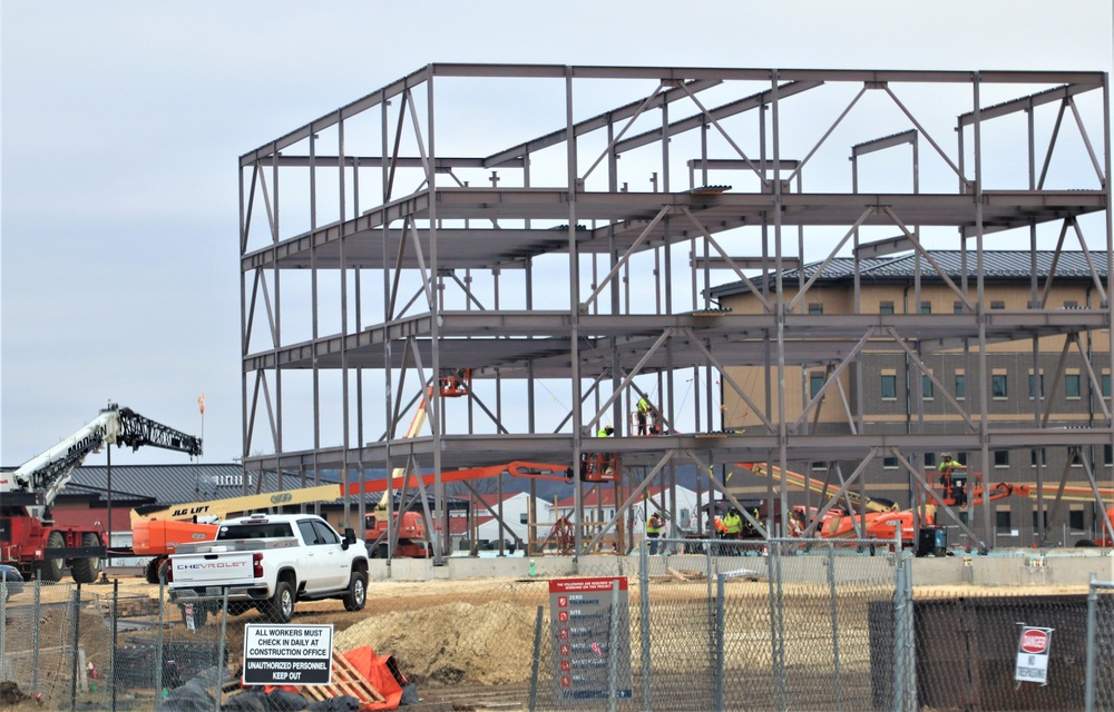Fort McCoy’s third barracks project taking shape into late February; steel framework continues