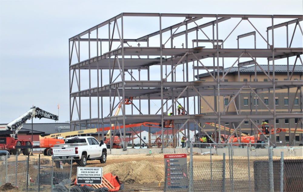 Fort McCoy’s third barracks project taking shape into late February; steel framework continues
