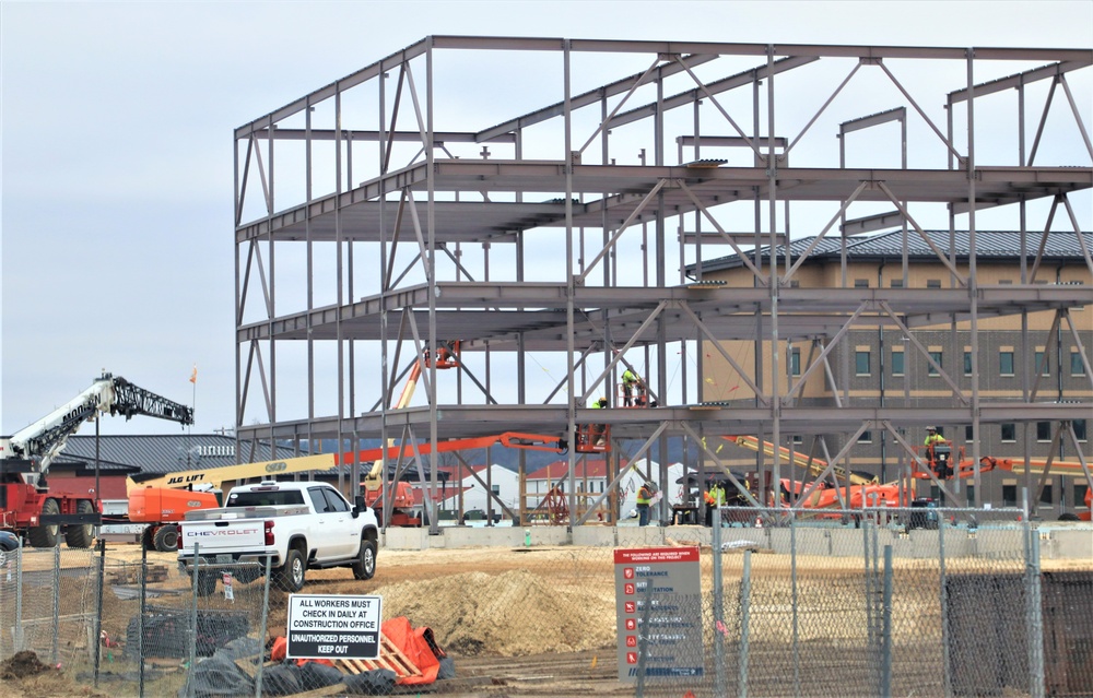Fort McCoy’s third barracks project taking shape into late February; steel framework continues
