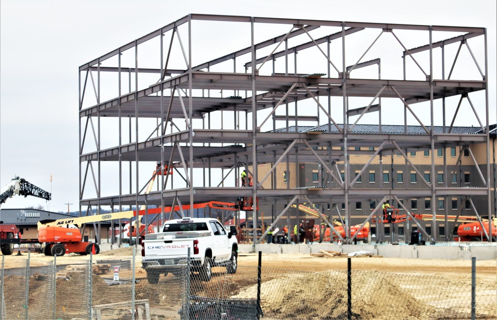 Fort McCoy’s third barracks project taking shape into late February; steel framework continues