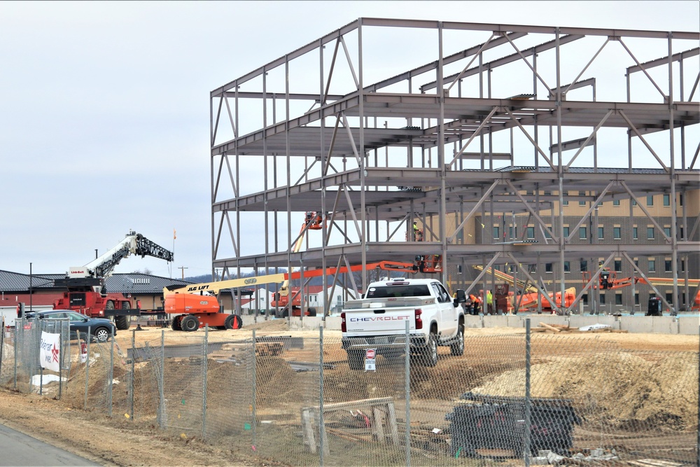 Fort McCoy’s third barracks project taking shape into late February; steel framework continues