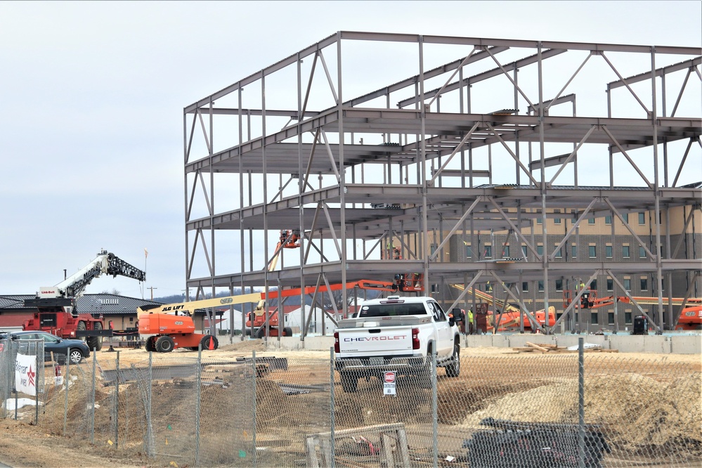 Fort McCoy’s third barracks project taking shape into late February; steel framework continues
