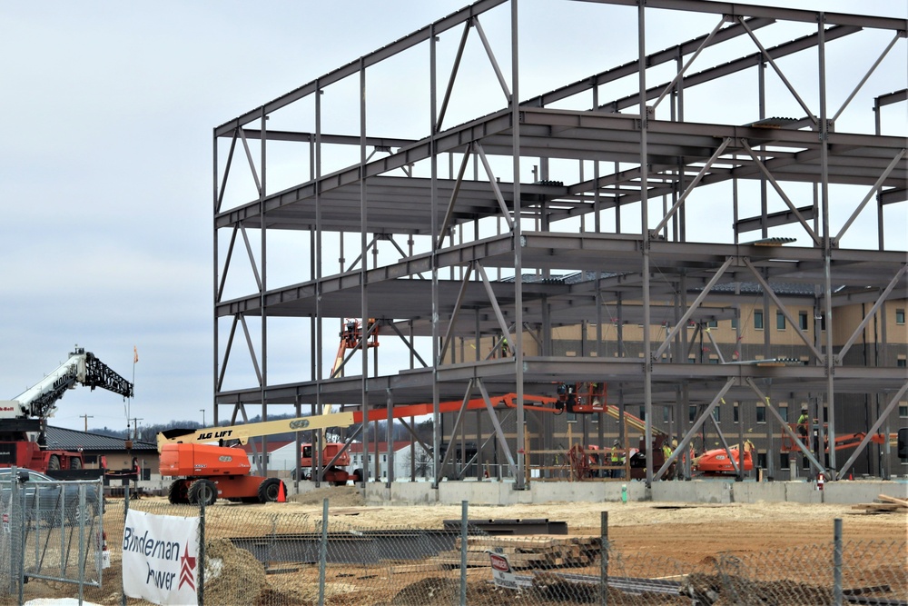 Fort McCoy’s third barracks project taking shape into late February; steel framework continues