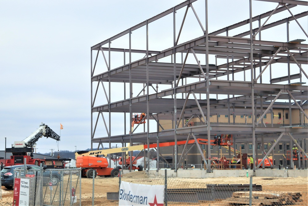 Fort McCoy’s third barracks project taking shape into late February; steel framework continues