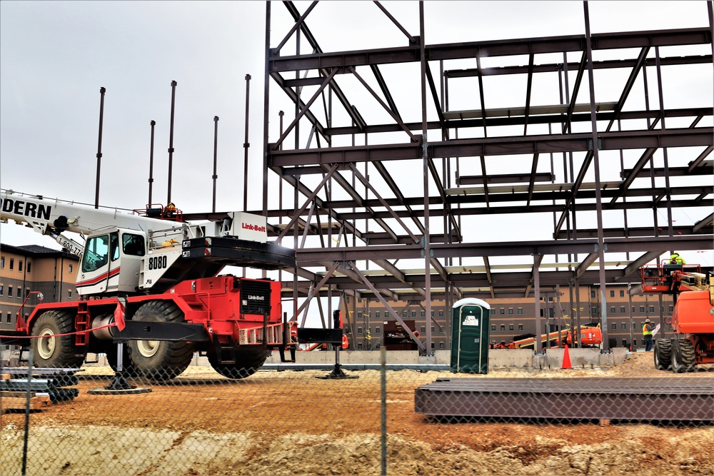 Fort McCoy’s third barracks project taking shape into late February; steel framework continues